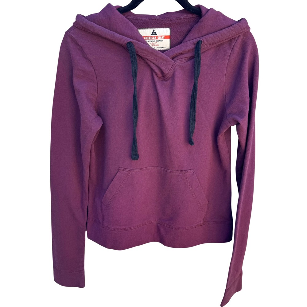 American Giant Maroon Cotton Pullover Hoodie Womens Small Burgundy Made in USA